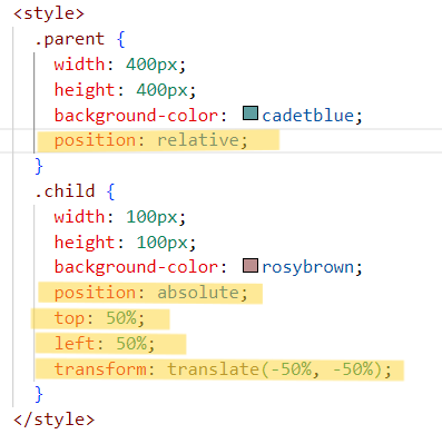 CSS changes to center child div