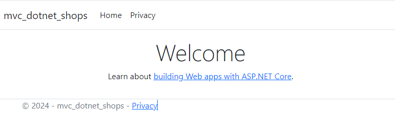 ASP.NET Core default homepage.